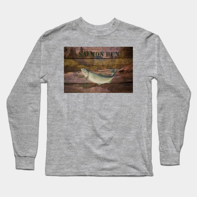 Salmon Run - Fishing Long Sleeve T-Shirt by JimDeFazioPhotography